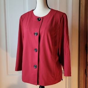 Wine Red Round Collar Jacket